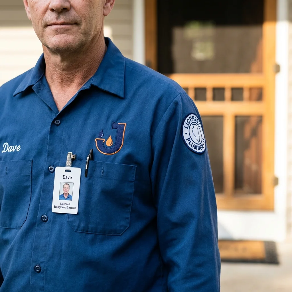 Licensed plumber showing ID badge in Eagle Grove, IA