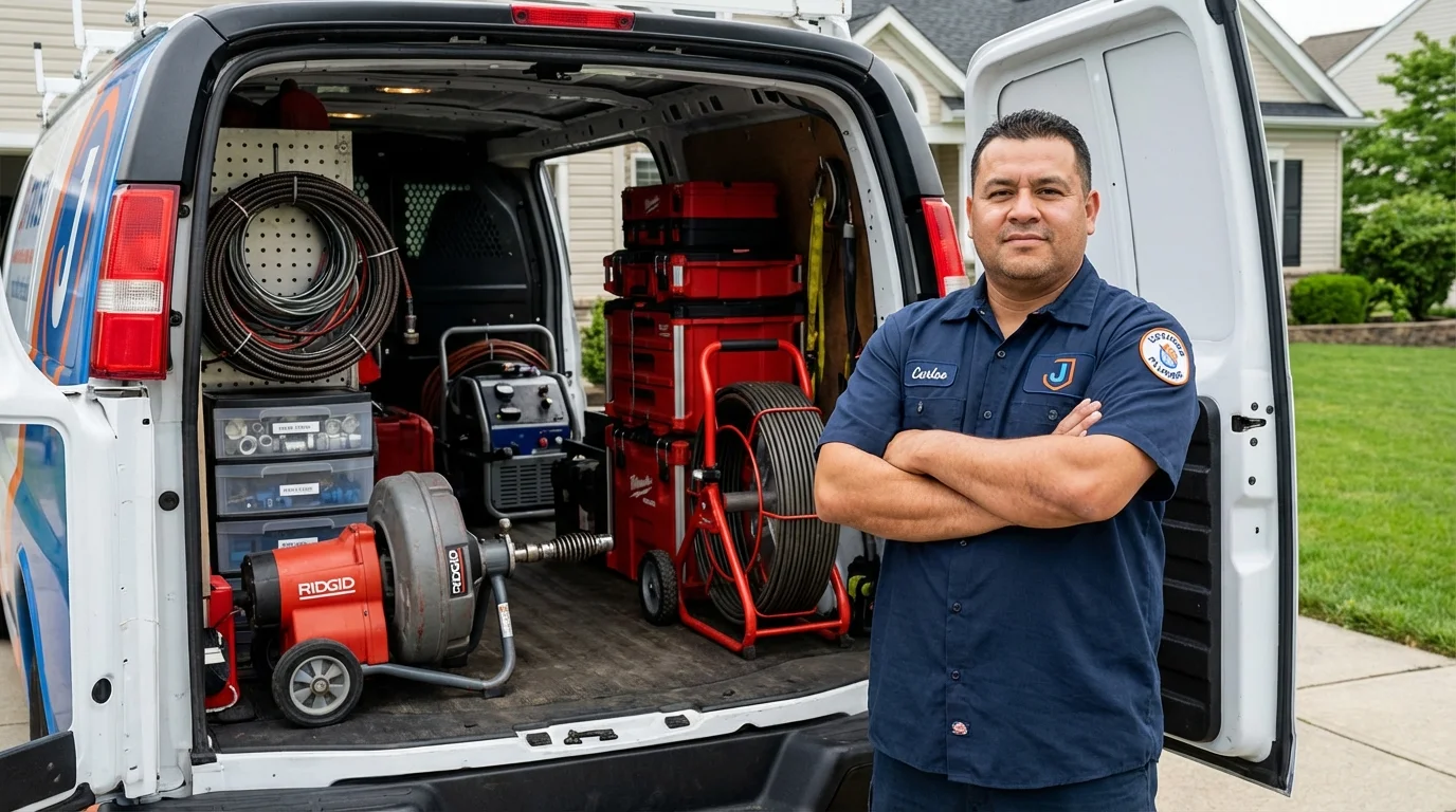 Professional drain cleaning equipment and Johns Plumbing LLC plumber in Eagle Grove