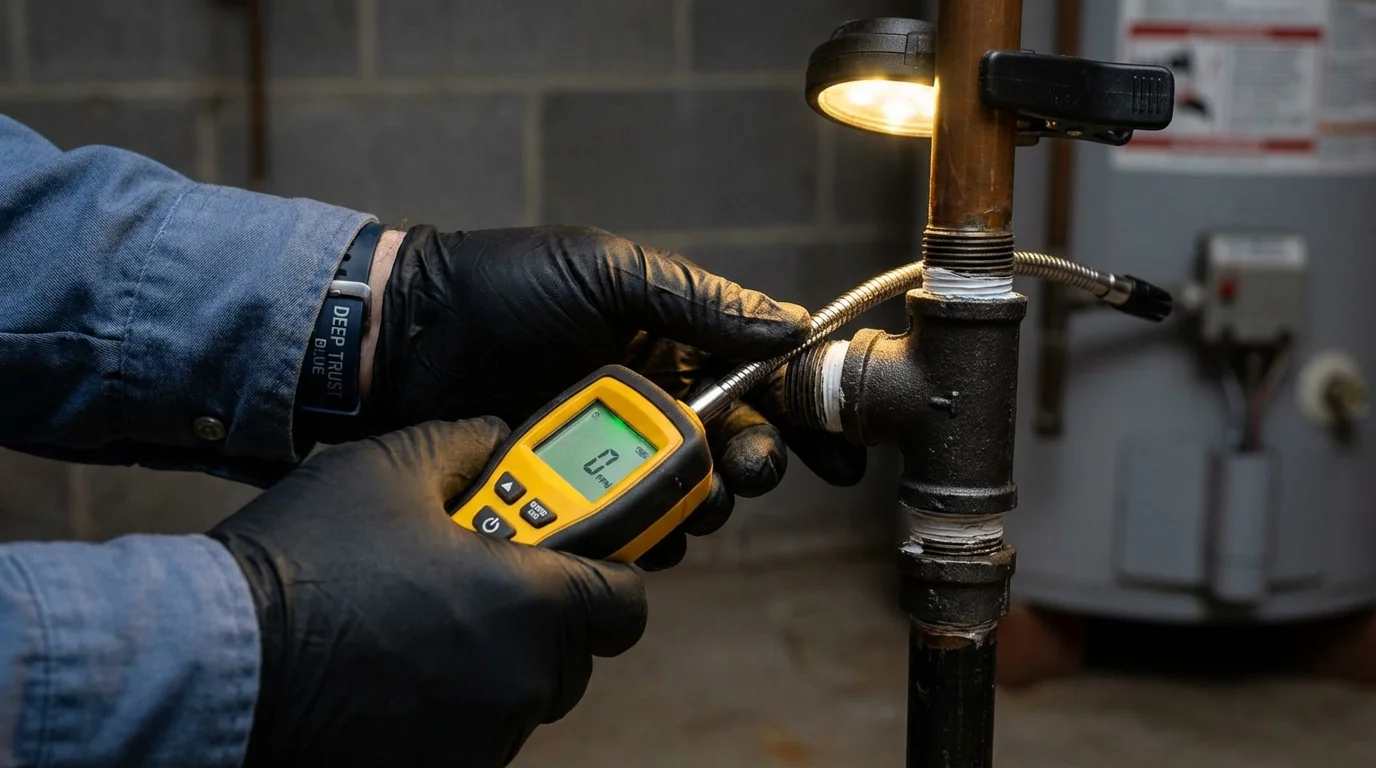 Gas leak detection with electronic sniffer by Johns Plumbing LLC in Eagle Grove